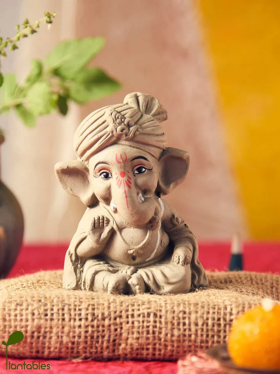 Atharva : The Cutest Sage | Plantable Clay Ganesha | 4 inches