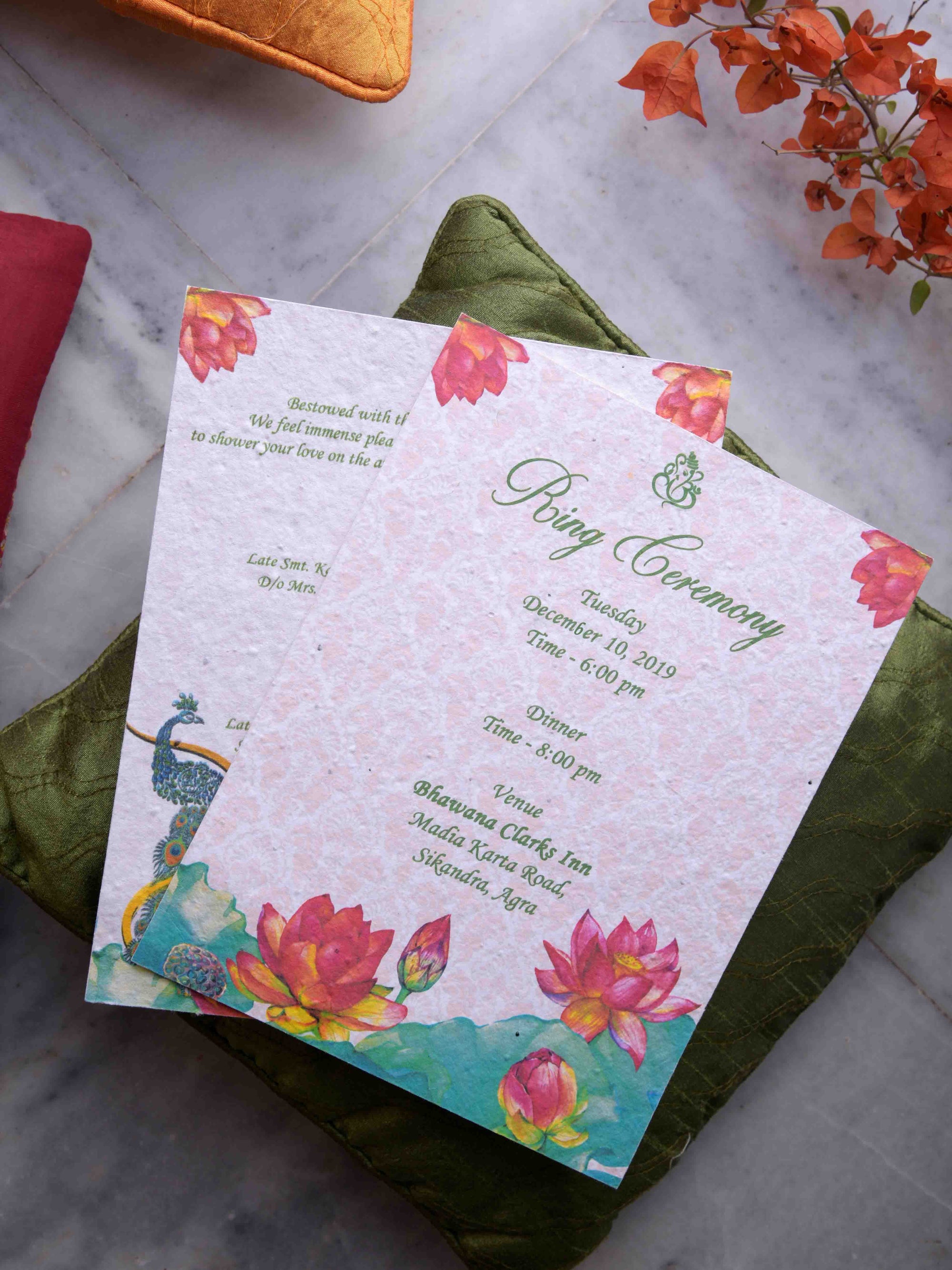 An Indian Summer plantable seed paper wedding card