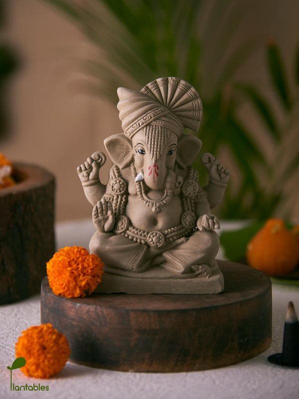 Ekadanta: A One-Tooth Wonder with a Green Thumb | Plantable Clay Ganesha | 5 inches