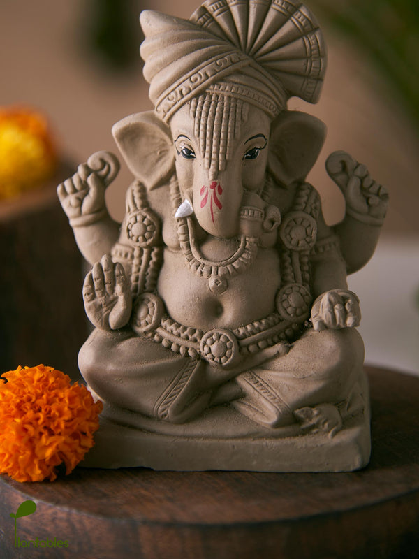 Ekadanta: A One-Tooth Wonder with a Green Thumb | Plantable Clay Ganesha | 5 inches