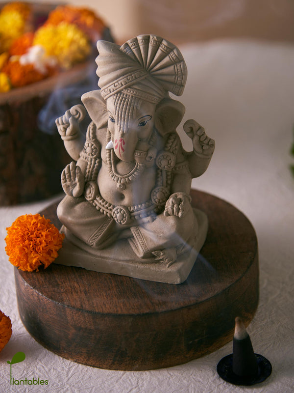 Ekadanta: A One-Tooth Wonder with a Green Thumb | Plantable Clay Ganesha | 5 inches