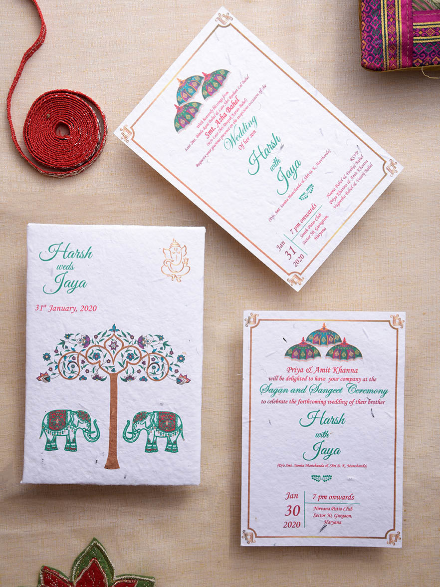 Ellie Parasols plantable seed paper wedding card