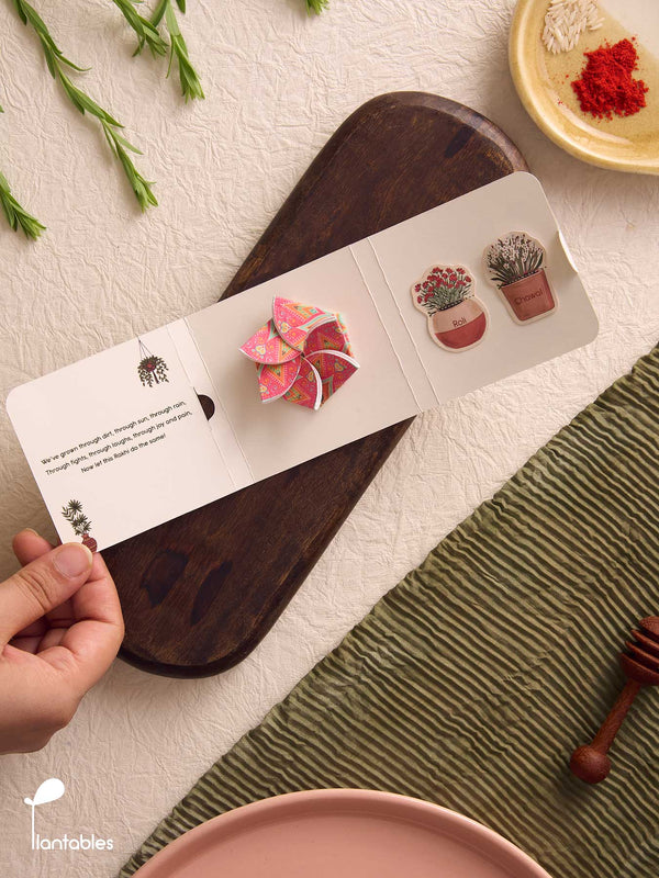 ChuckleBud Mandala Rakhi, hand-drawn mandala design on plantable seed paper