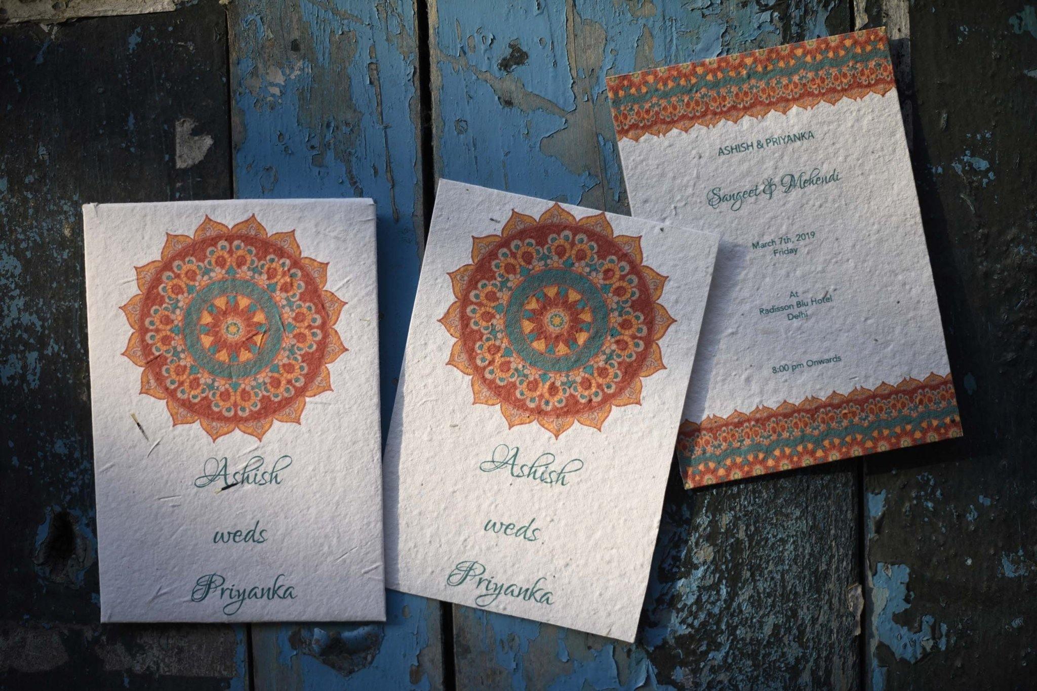 Tangerine Mandala | Plantable Seed Paper Wedding Card