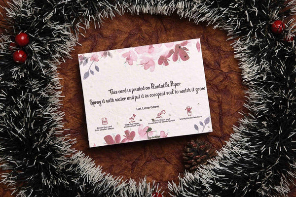  Backside of plantable seed paper card with a Thank You greeting